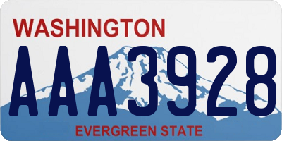 WA license plate AAA3928