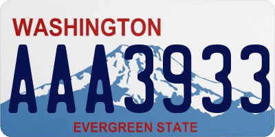 WA license plate AAA3933