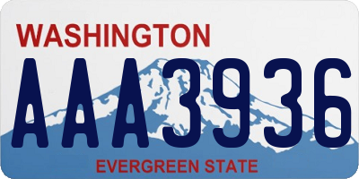 WA license plate AAA3936