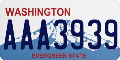 WA license plate AAA3939
