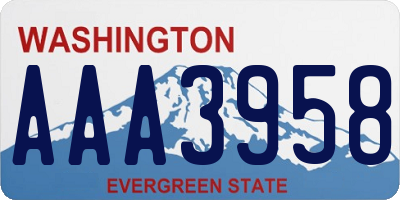 WA license plate AAA3958