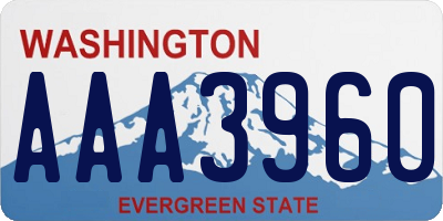 WA license plate AAA3960