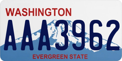 WA license plate AAA3962