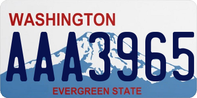 WA license plate AAA3965