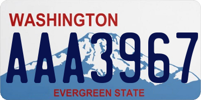 WA license plate AAA3967