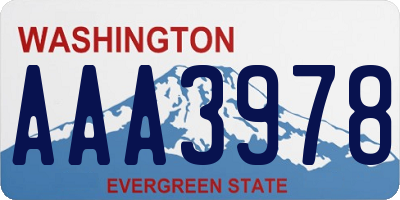 WA license plate AAA3978