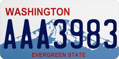 WA license plate AAA3983
