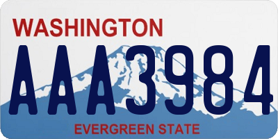 WA license plate AAA3984