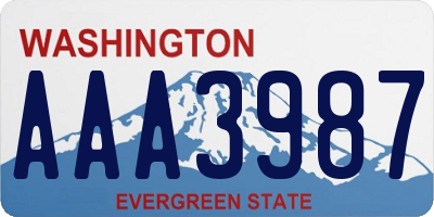 WA license plate AAA3987