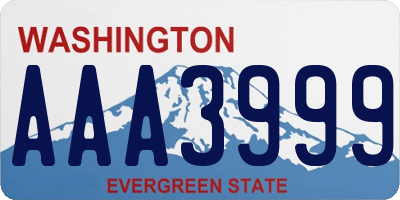 WA license plate AAA3999