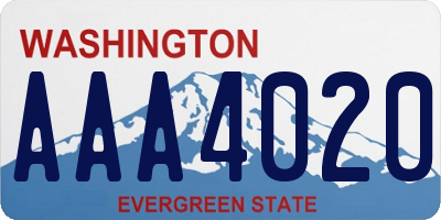 WA license plate AAA4020