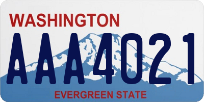 WA license plate AAA4021