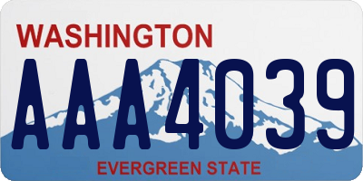 WA license plate AAA4039