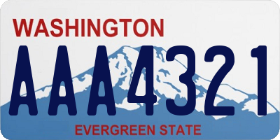 WA license plate AAA4321