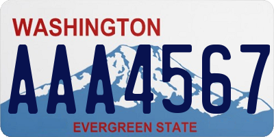 WA license plate AAA4567