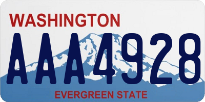 WA license plate AAA4928