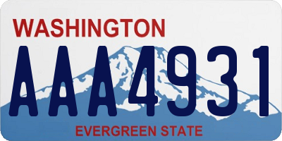 WA license plate AAA4931