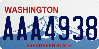 WA license plate AAA4938