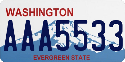 WA license plate AAA5533