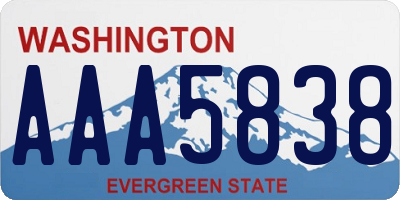 WA license plate AAA5838