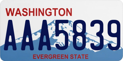 WA license plate AAA5839