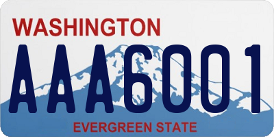 WA license plate AAA6001