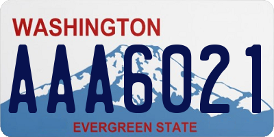 WA license plate AAA6021