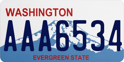 WA license plate AAA6534