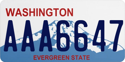 WA license plate AAA6647