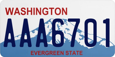 WA license plate AAA6701