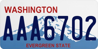 WA license plate AAA6702