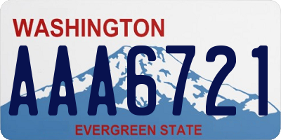 WA license plate AAA6721