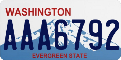 WA license plate AAA6792