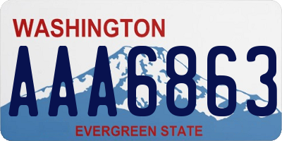 WA license plate AAA6863