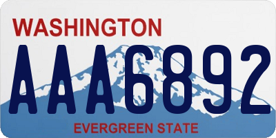 WA license plate AAA6892