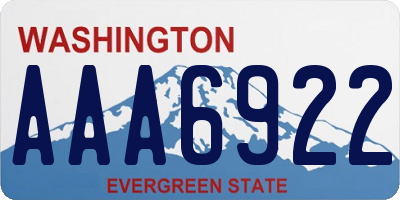 WA license plate AAA6922