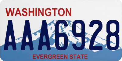 WA license plate AAA6928
