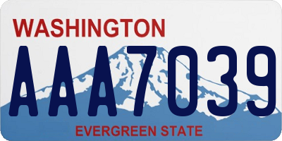 WA license plate AAA7039
