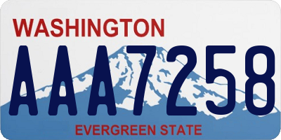 WA license plate AAA7258