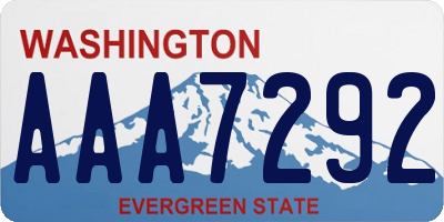 WA license plate AAA7292