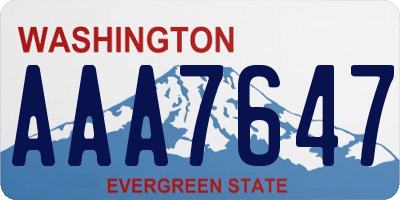 WA license plate AAA7647