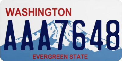 WA license plate AAA7648