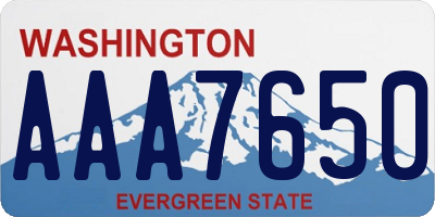 WA license plate AAA7650