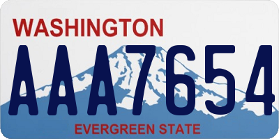 WA license plate AAA7654