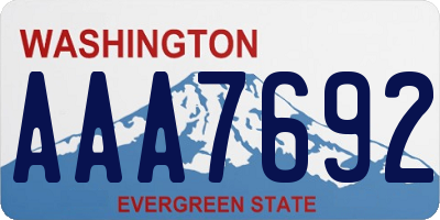 WA license plate AAA7692
