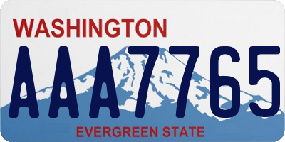 WA license plate AAA7765