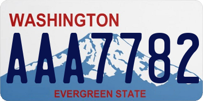 WA license plate AAA7782