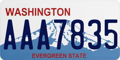 WA license plate AAA7835