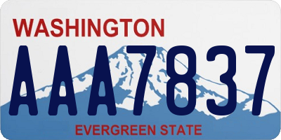 WA license plate AAA7837