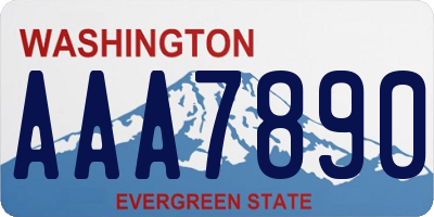 WA license plate AAA7890